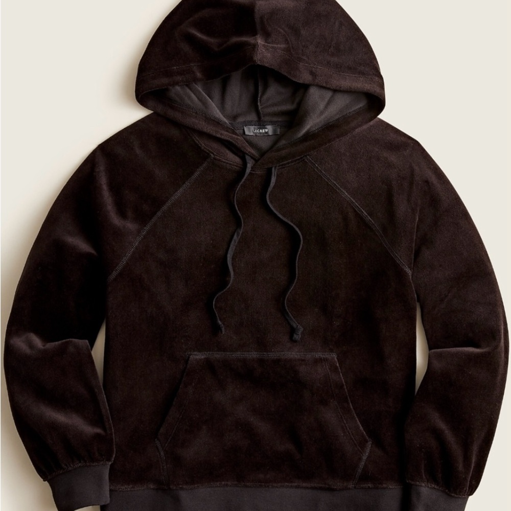 J. Crew 2 Piece Black Velvet Hoodie (M) and Relaxed Pant (S)EUC